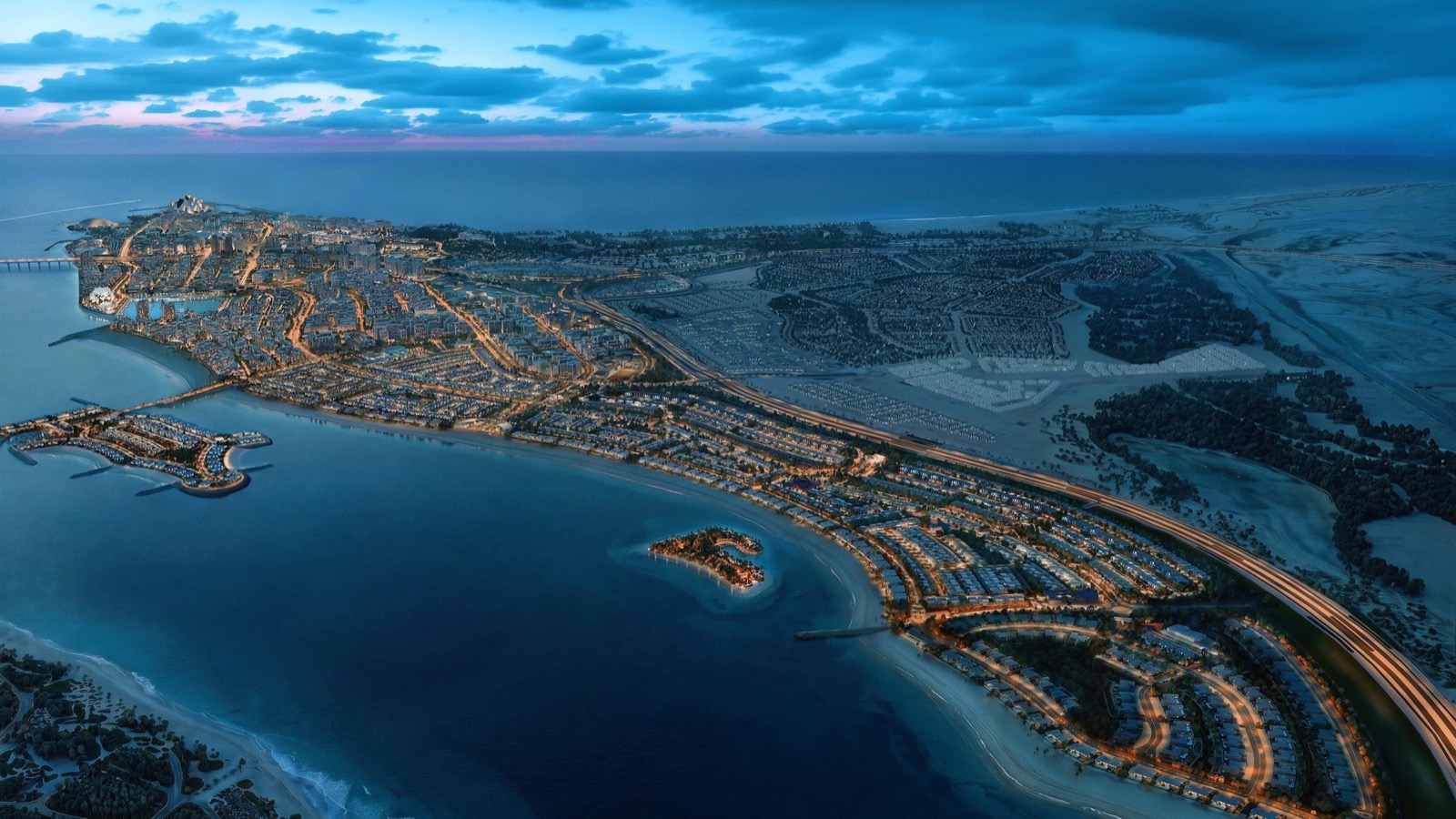 Aerial view of Abu Dhabi's waterfront districts